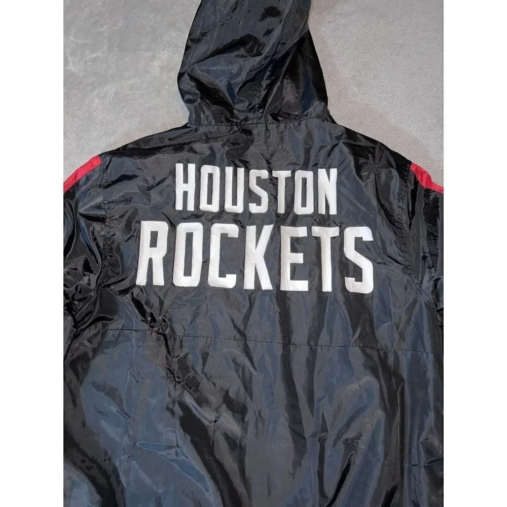 NBA HOUSTON ROCKETS Mens Black Hooded Rain Pullover Sz S